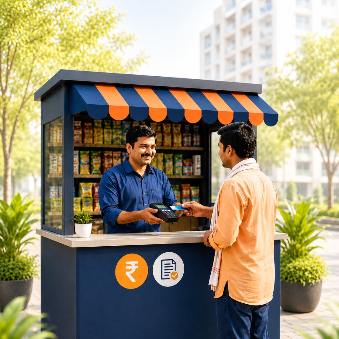 Borrower paying a loan instalment at a CMS outlet