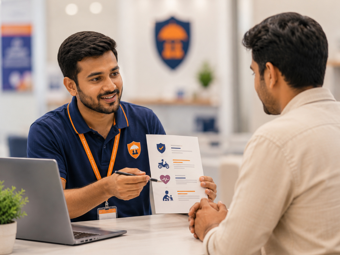 Digital insurance policy issued at a retail counter